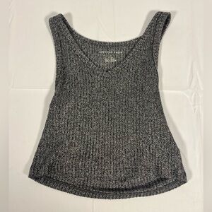 American Eagle Women’s Heather Gray Ribbed Crop Tank Top Size Small